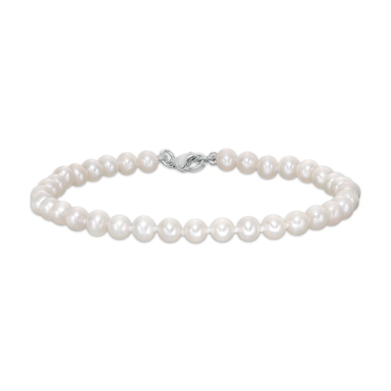 4.5-5mm Freshwater Cultured Pearl Strand Bracelet with Solid Sterling Silver Clasp