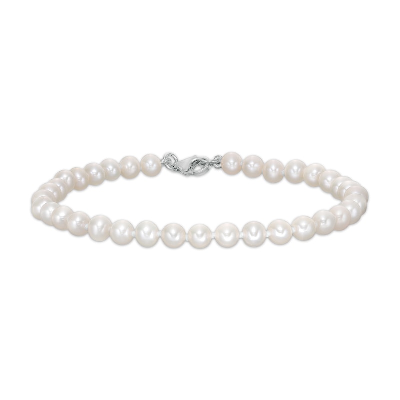 4.5-5mm Cultured Freshwater Pearl Strand Bracelet with Solid Sterling Silver Clasp
