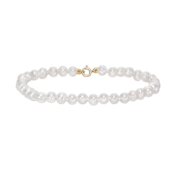 4.5-5mm Cultured Freshwater Pearl Strand Bracelet with 10K Gold Clasp