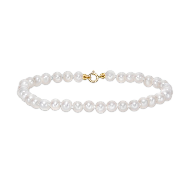 4.5-5mm Cultured Freshwater Pearl Strand Bracelet with 10K Gold Clasp