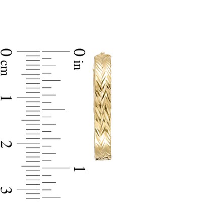 Made in Italy Hollow 20mm Diamond-Cut Herringbone Hoop Earrings in 10K Gold