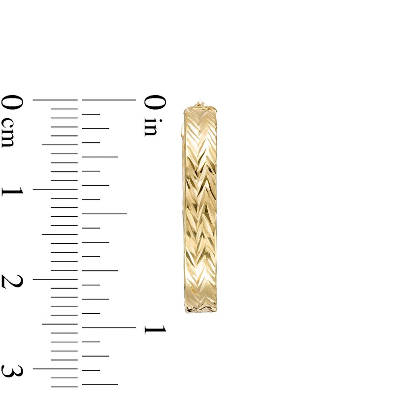 Main Image 2 of Made in Italy Hollow 20mm Diamond-Cut Herringbone Hoop Earrings in 10K Gold