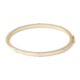 Made in Italy Nail Station Bangle in 10K Two-Tone Gold Tube