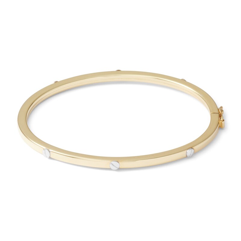 Main Image 1 of Made in Italy Nail Station Bangle in 10K Two-Tone Gold Tube