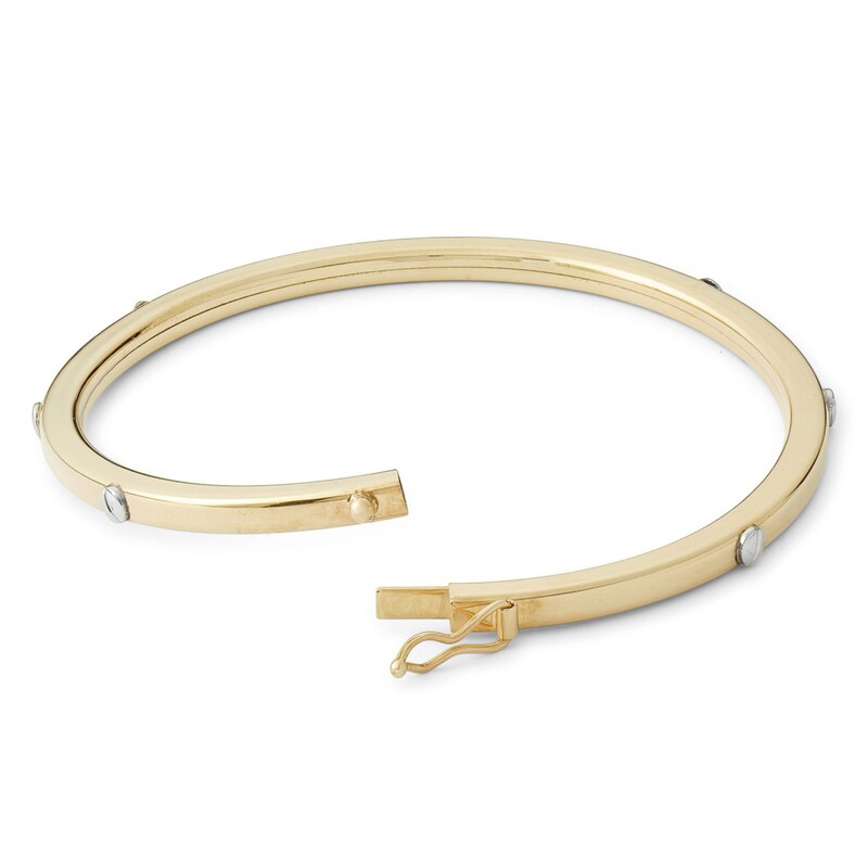 Main Image 2 of Made in Italy Nail Station Bangle in 10K Two-Tone Gold Tube