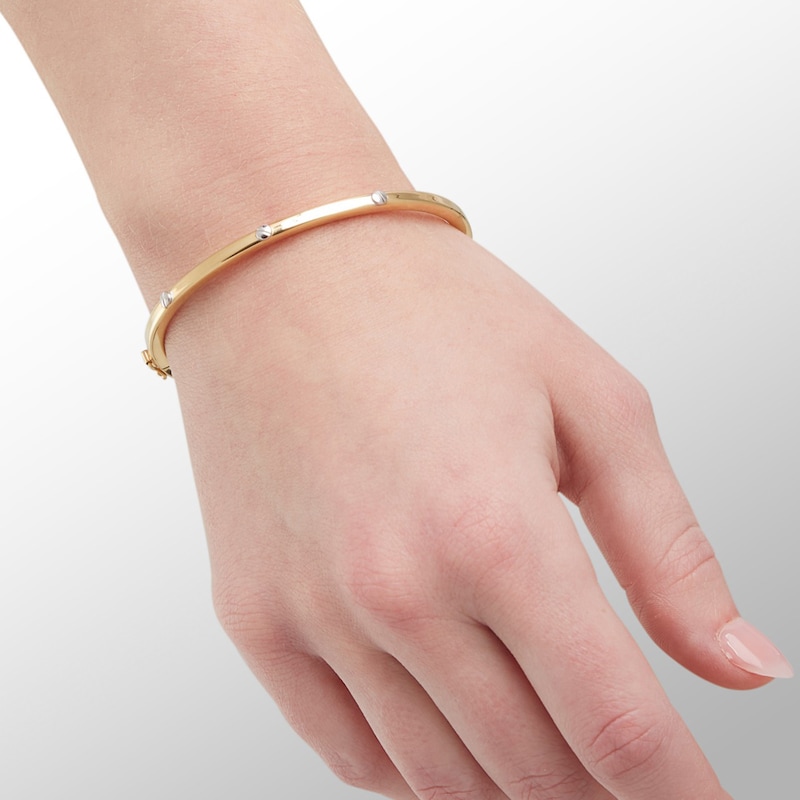 Made in Italy Nail Station Bangle in 10K Two-Tone Gold Tube