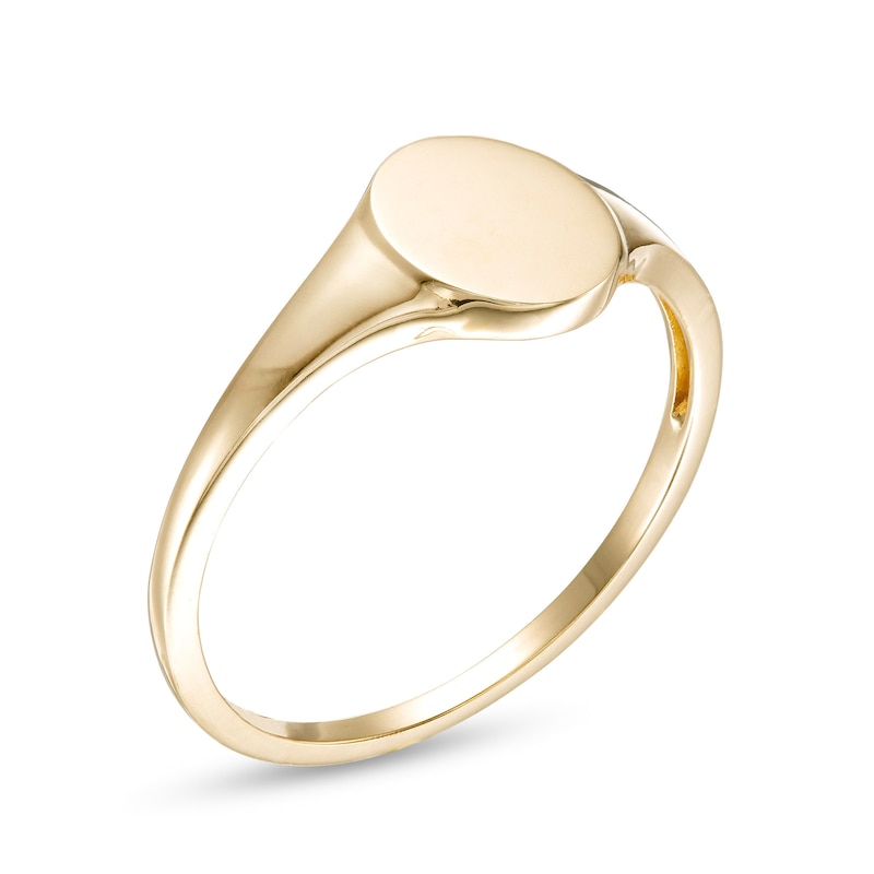Main Image 2 of Oval Signet Ring in 10K Gold - Size 7