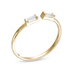 Thumbnail Image 1 of Sideways Baguette Cubic Zirconia Open Shank Ring in 10K Gold - Size 7