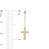 Thumbnail Image 1 of Cubic Zirconia Cross Chain Dangle Drop Earrings in 10K Gold