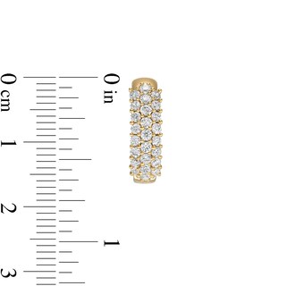 Cubic Zirconia Triple Row Hoop Earrings in 10K Semi-Solid Gold