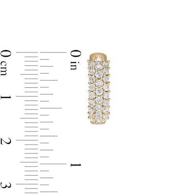Cubic Zirconia Triple Row Hoop Earrings in 10K Semi-Solid Gold