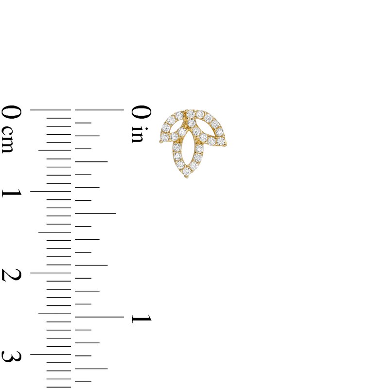 Cubic Zirconia Lotus Flower Stud Earrings in 10K Gold
