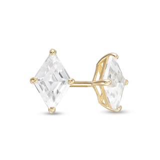 Square CZ 10K Gold Earrings Stud Push Back 4.5x4.5mm for Kids