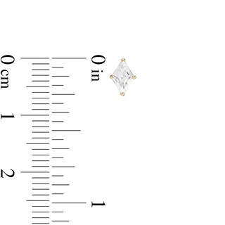 Diamond-Shaped Cubic Zirconia Solitaire Stud Earrings in 10K Gold