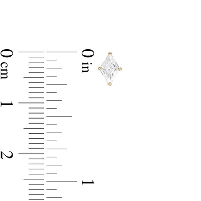 Diamond-Shaped Cubic Zirconia Solitaire Stud Earrings in 10K Gold