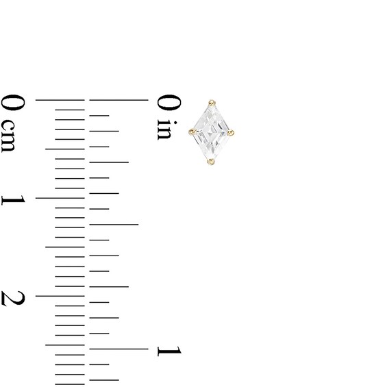 Diamond-Shaped Cubic Zirconia Solitaire Stud Earrings in 10K Gold