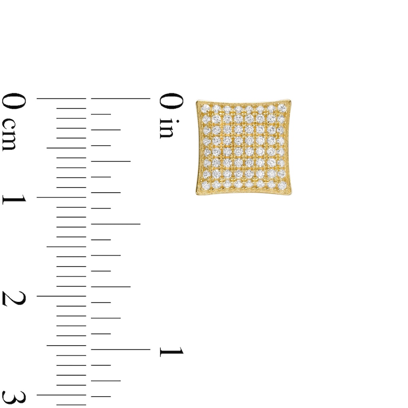Cubic Zirconia Square Stud Earrings in 10K Gold