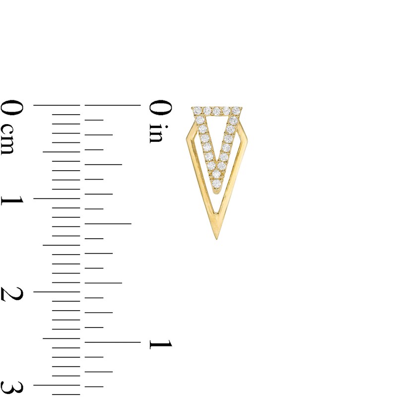Main Image 2 of Cubic Zirconia Triangle Drop Earrings in 10K Gold