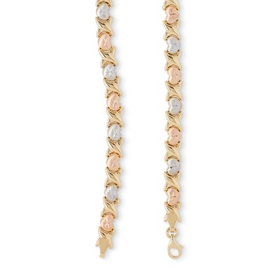 Diamond-Cut Hearts Stampato Necklace in 10K Hollow Tri-Tone Gold - 17"