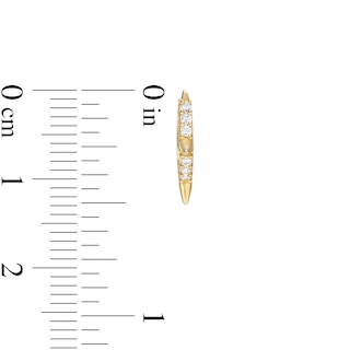 Cubic Zirconia Spike 11mm Huggie Hoop Earrings in 10K Gold