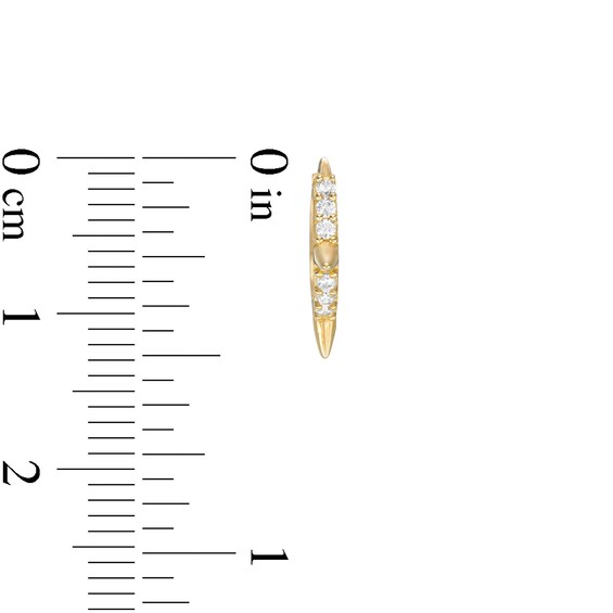 Cubic Zirconia Spike 11mm Huggie Hoop Earrings in 10K Gold