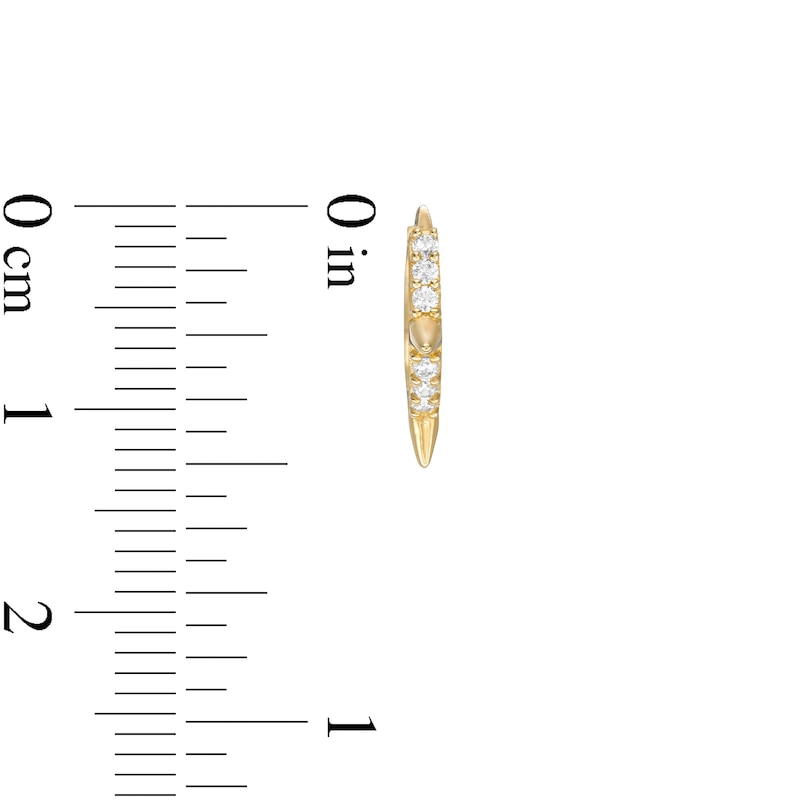 Cubic Zirconia Spike 11mm Huggie Hoop Earrings in 10K Gold