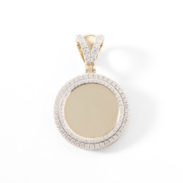 1 CT. T.W. Diamond Double Frame Medallion Necklace Charm in 10K Gold