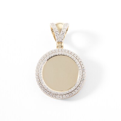 1 CT. T.W. Diamond Double Frame Medallion Necklace Charm in 10K Gold