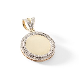 1 CT. T.W. Diamond Double Frame Medallion Necklace Charm in 10K Gold
