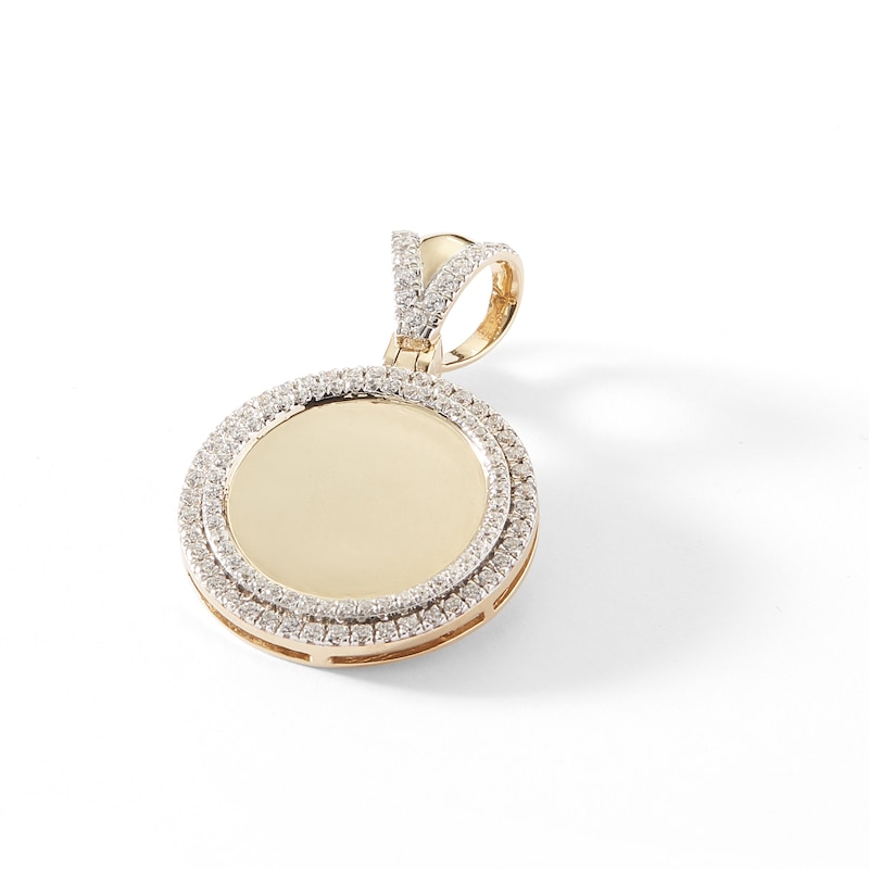 Main Image 3 of 1 CT. T.W. Diamond Double Frame Medallion Necklace Charm in 10K Gold