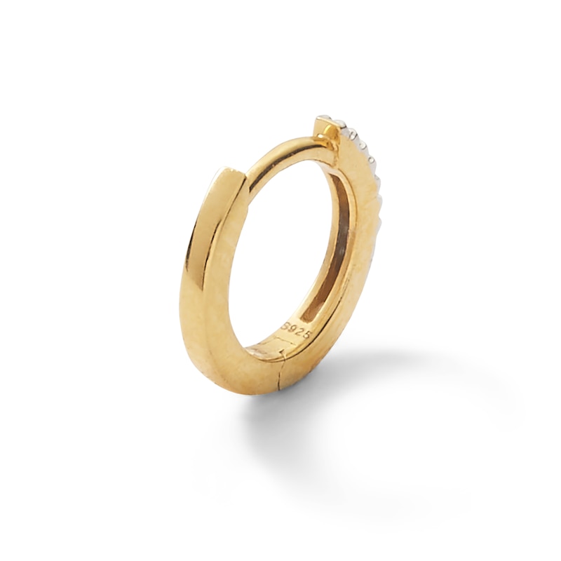 018 Gauge Diamond Accent Cartilage Hoop Earring in Solid 14K Gold