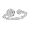 Cubic Zirconia Cluster Open Shank Ring in Sterling Silver - Size 6