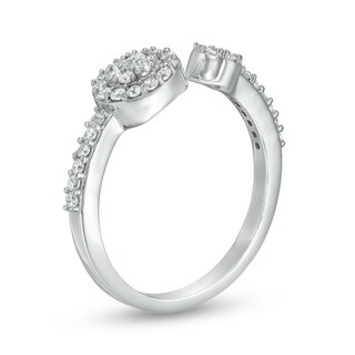 Cubic Zirconia Cluster Open Shank Ring in Sterling Silver - Size 6