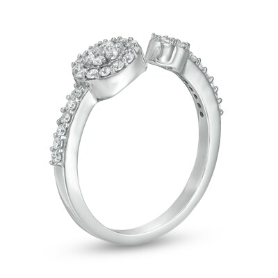 Cubic Zirconia Cluster Open Shank Ring in Sterling Silver - Size 6