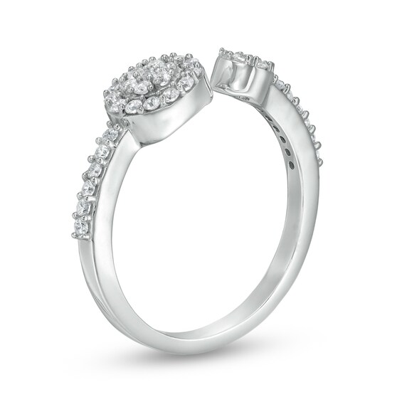 Cubic Zirconia Cluster Open Shank Ring in Sterling Silver - Size 6