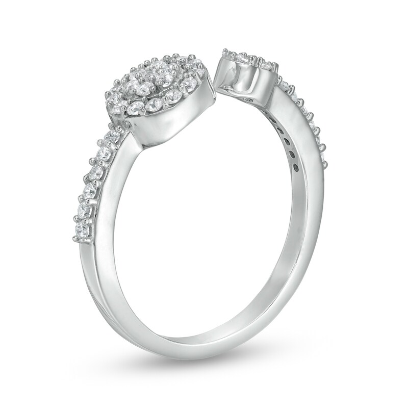 Cubic Zirconia Cluster Open Shank Ring in Sterling Silver - Size 6