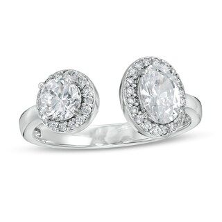 Cubic Zirconia Frame Open Shank Ring in Sterling Silver - Size 6