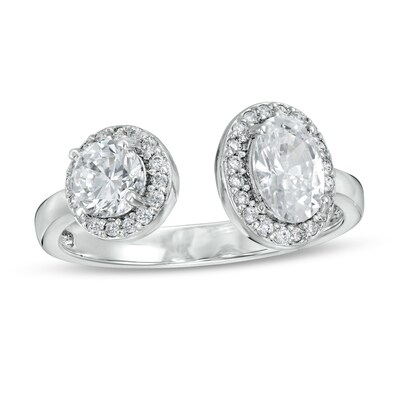 Cubic Zirconia Frame Open Shank Ring in Sterling Silver - Size 6