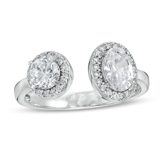 Cubic Zirconia Frame Open Shank Ring in Sterling Silver - Size 6