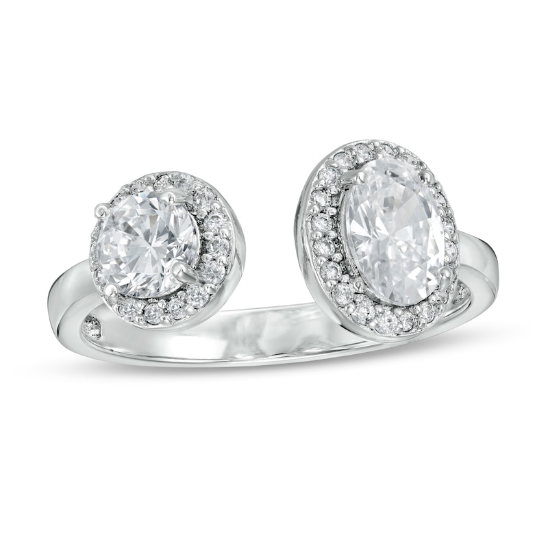 Cubic Zirconia Frame Open Shank Ring in Sterling Silver - Size 6