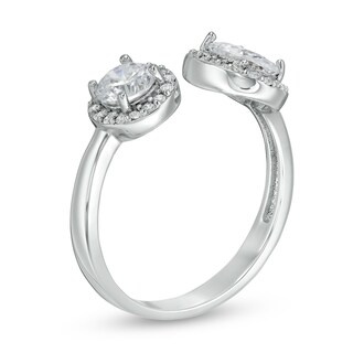 Cubic Zirconia Frame Open Shank Ring in Sterling Silver - Size 6