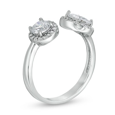 Cubic Zirconia Frame Open Shank Ring in Sterling Silver - Size 6