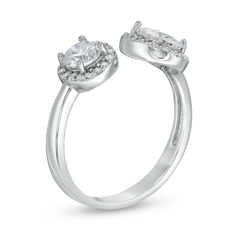 Cubic Zirconia Frame Open Shank Ring in Sterling Silver - Size 6