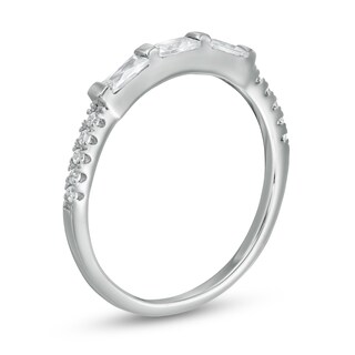 Emerald-Cut Cubic Zirconia Stackable Ring in Sterling Silver - Size 6