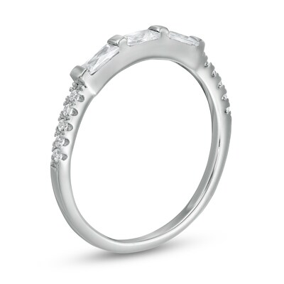 Emerald-Cut Cubic Zirconia Stackable Ring in Sterling Silver - Size 6