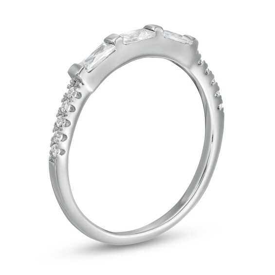 Emerald-Cut Cubic Zirconia Stackable Ring in Sterling Silver - Size 6