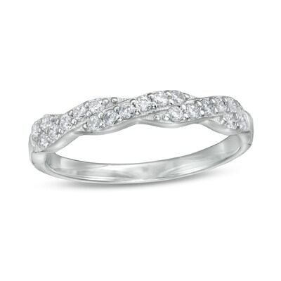 Cubic Zirconia Double Row Braid Ring in Sterling Silver - Size 6