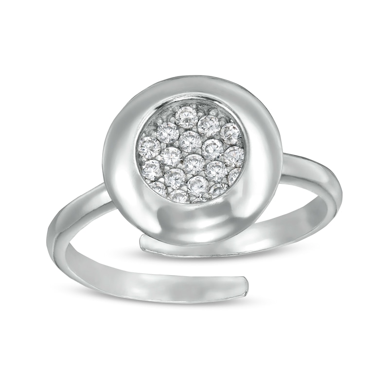 Made in Italy Cubic Zirconia Cluster Adjustable Ring in Sterling Silver