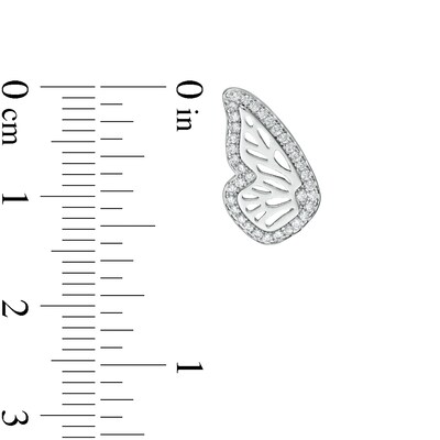Cubic Zirconia Butterfly Wing Stud Earrings in Solid Sterling Silver