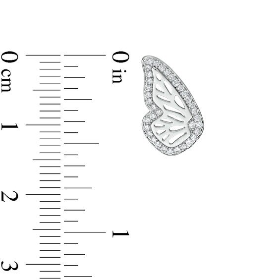 Cubic Zirconia Butterfly Wing Stud Earrings in Solid Sterling Silver